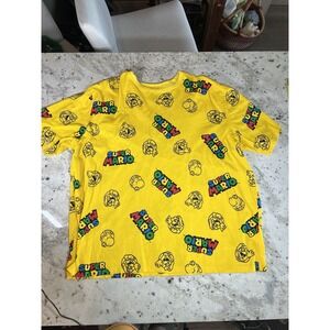 Super Mario Brothers Men's 2XL Nintendo 2021 Yellow T Shirt All Over Print